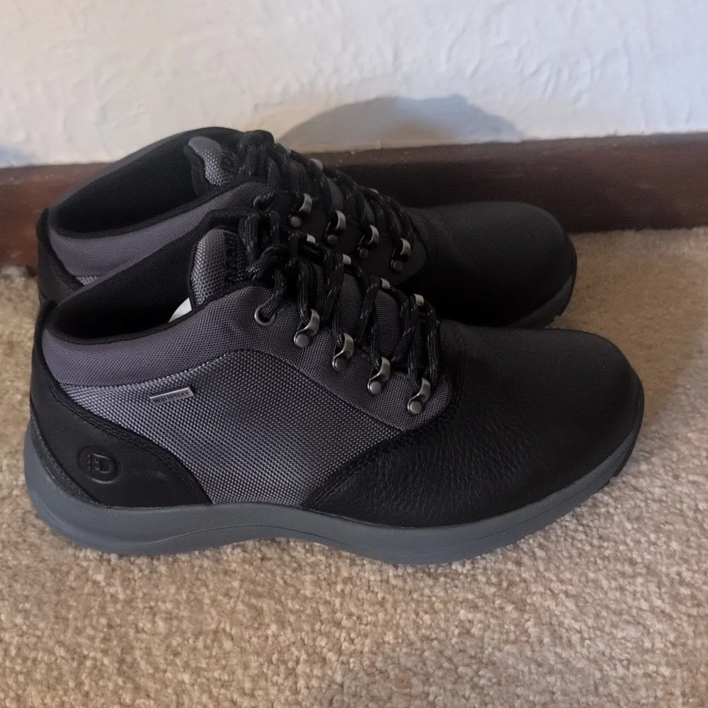 New Dunham Men's Sutton Plaintoe Boot Mid Calf, Black/Grey Size 7.5